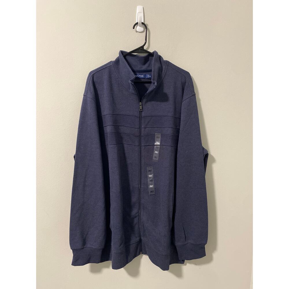 New Nautica Big & Tall Full Zip Mock Neck Jacket Navy 2XLT